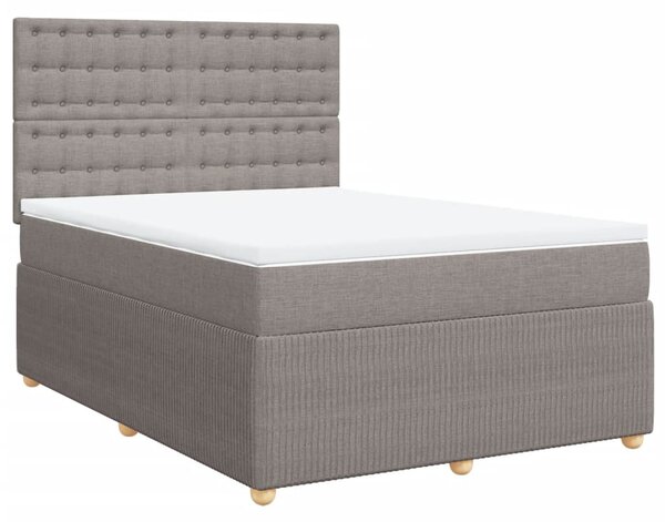 VidaXL Box spring postelja z vzmetnico taupe 140x190 cm blago