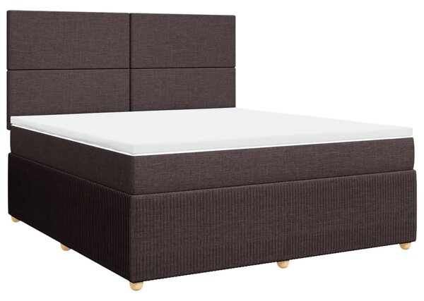 VidaXL Box spring postelja z vzmetnico temno rjava 180x200 cm blago