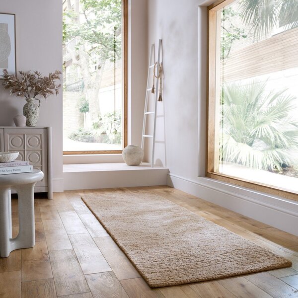 Bež ročno tkan volnen tekač 80x230 cm Harris Boucle – Flair Rugs