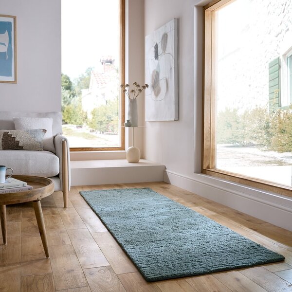 Prašno moder ročno tkan volnen tekač 80x230 cm Harris Boucle – Flair Rugs