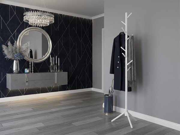 ATMOWOOD Leseni stoječi obešalnik 175 cm - bel