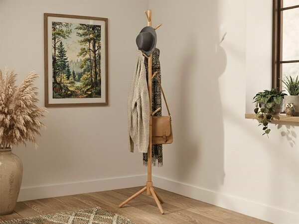 ATMOWOOD Leseni stoječi obešalnik 175 cm - naraven