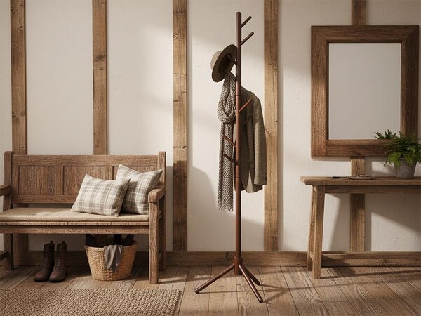 ATMOWOOD Leseni stoječi obešalnik 175 cm - rjav