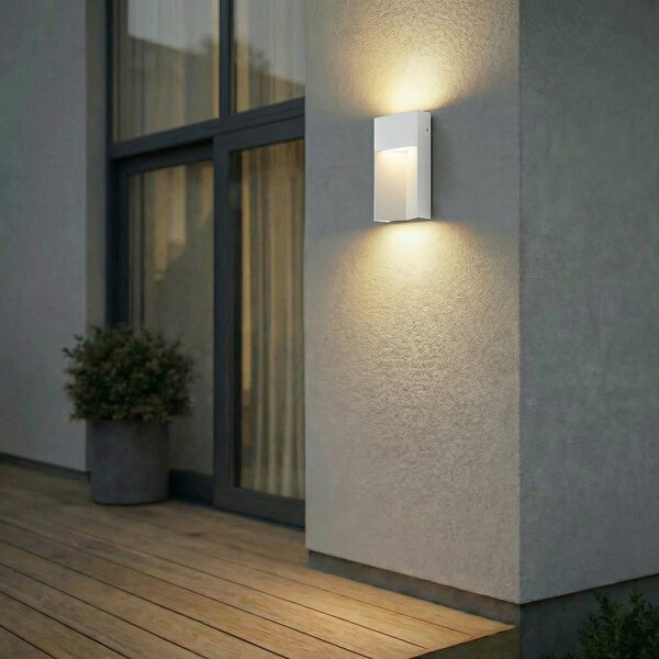 Lucande LED-stenna svetilka za zunanjo uporabo Kaholo, svetlo siva, CCT, IP44, Siva, Aluminij, Sodobni
