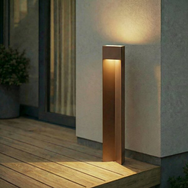 Lucande LED-ulična svetilka Kaholo, rjava, 90 cm, IP44, Rjava / rjasta, Aluminij, Sodobni