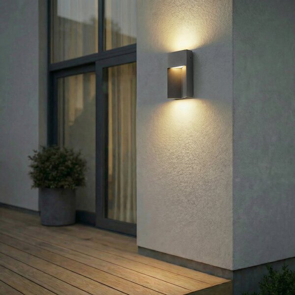 Lucande LED-stenna svetilka za zunanjo uporabo Kaholo, mat črna, CCT, IP44, Črna, Aluminij, Sodobni