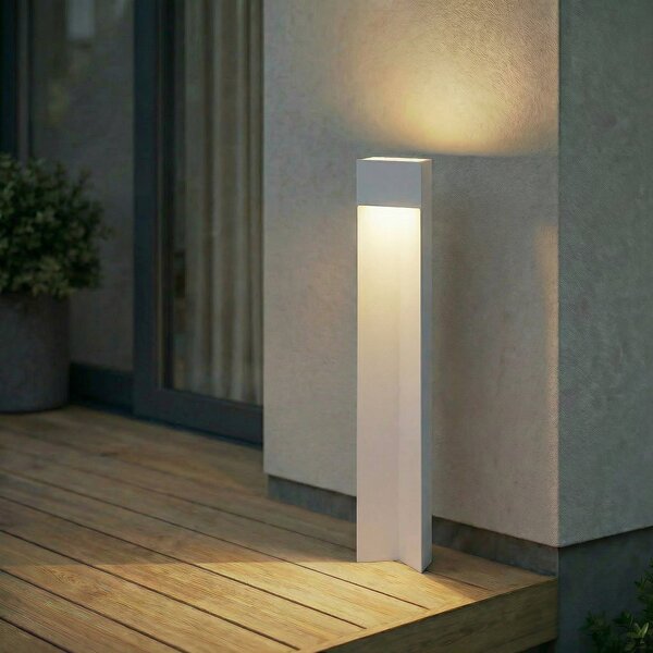 Lucande LED-ulična svetilka Kaholo, svetlo siva, 90 cm, IP44, Siva, Aluminij, Sodobni