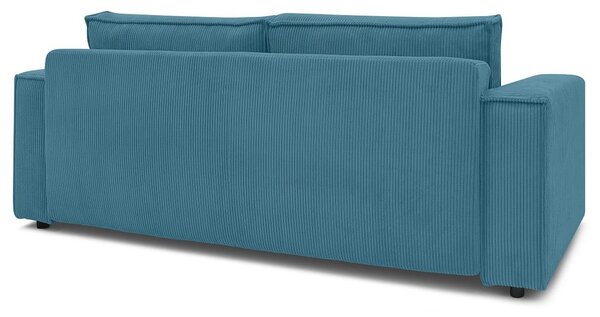 Turkizna raztegljiva sedežna garnitura iz rebrastega žameta 245 cm Nihad – Bobochic Paris