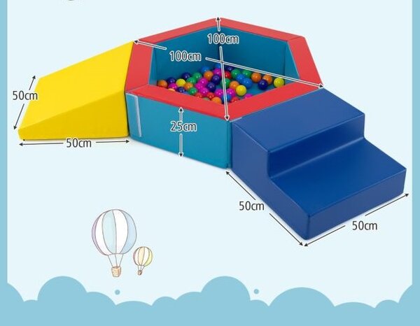 3-delni gradniki iz pene z jamo za žogice in 100 oceanskimi žogicami, mehki gradniki, plezalni bloki