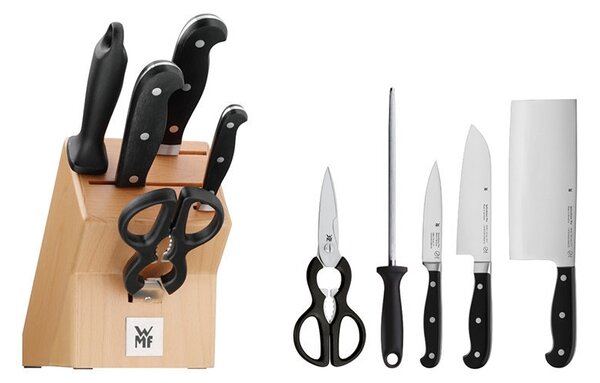 WMF komplet nožev z brusilnikom in škarjami Spitzenklasse Plus (6-pack)