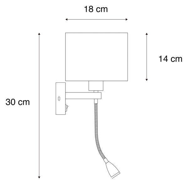Stenska svetilka črna z taupe žametnim odtenkom 18 cm - Brescia Combi