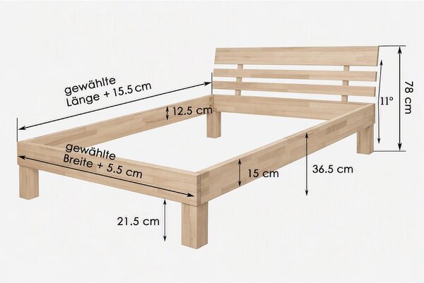 POSTELJA 90 cm x 200 cm , les bukev (jedrovina)