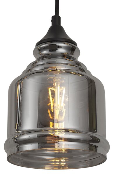 Art Deco viseča svetilka črna z dimnim steklom 8-Lights - Hanne