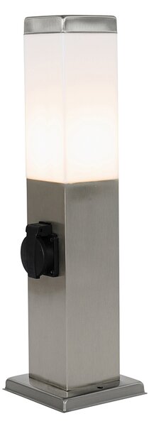 Sodobna zunanja svetilka 45 cm jeklo z vtičnico IP44 - Malios