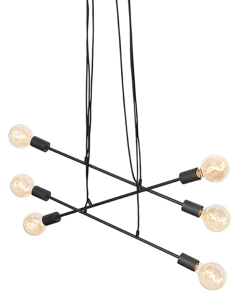 Sodobna viseča svetilka črna 80 cm 6-luč - Sydney