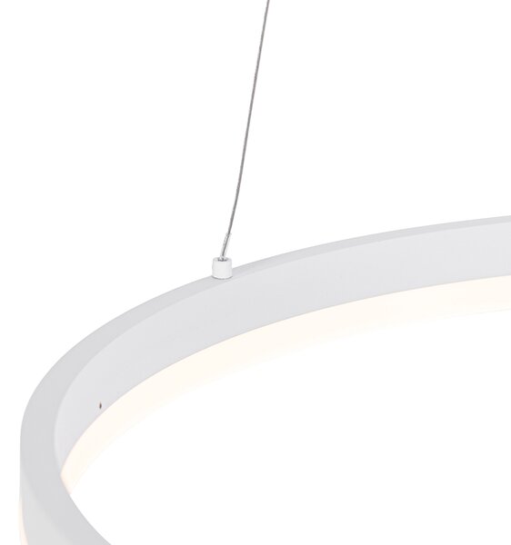 Dizajnerska viseča svetilka bela 60 cm, vključno z LED, 3-stopenjska zatemnitev - Anello