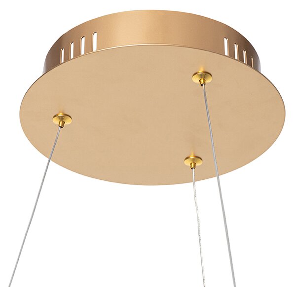 Dizajnerska viseča svetilka zlata 60 cm, vključno z LED, zatemnitev v 3 korakih - Anello
