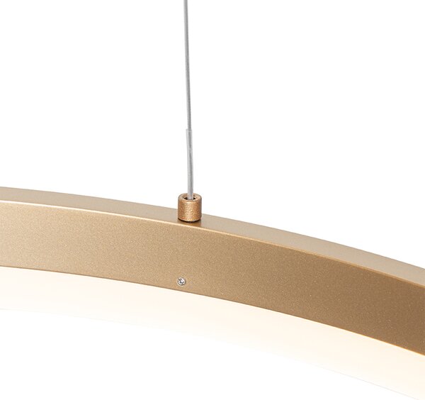 Dizajnerska viseča svetilka zlata 60 cm, vključno z LED, zatemnitev v 3 korakih - Anello