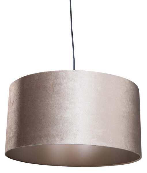 Viseča svetilka črna s senčilom iz žameta taupe 50cm - Combi 1