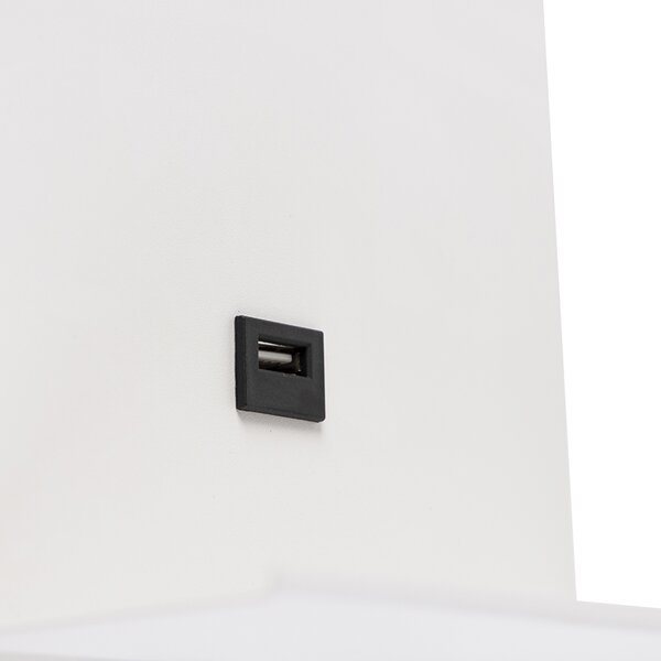 Sodobna stenska svetilka bela z USB in gibljivo roko - Flero