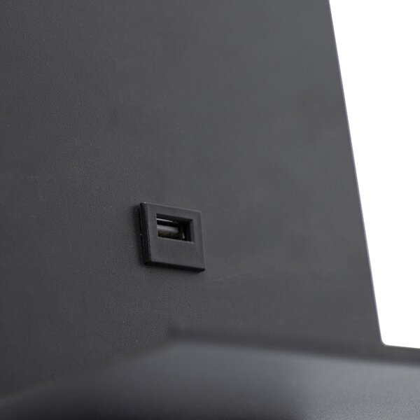 Moderna stenska svetilka črna z USB in gibljivo roko - Flero