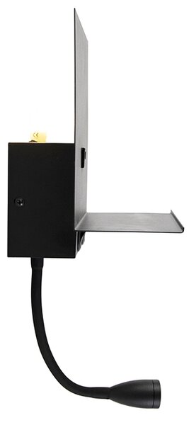 Moderna stenska svetilka črna z USB in gibljivo roko - Flero