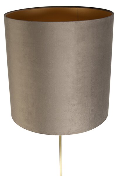 Stoječa svetilka zlata/bronasta z taupe žametno senčilo 40/40 cm - Parte