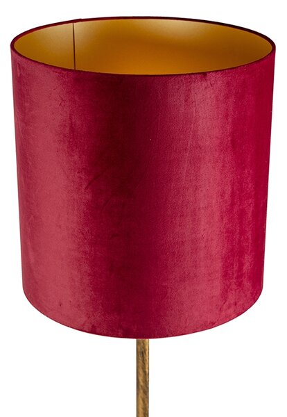 Vintage stoječa svetilka zlata z rdečim odtenkom 40 cm - Simplo
