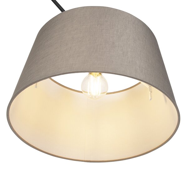 Visilna svetilka črna z laneno kapico v barvi taupe 35 cm - Blitz