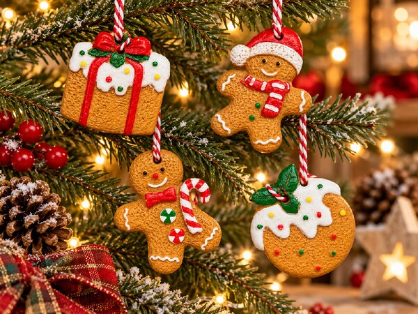 Set 4 božičnih okraskov COOKIE CHRISTMAS 6 cm