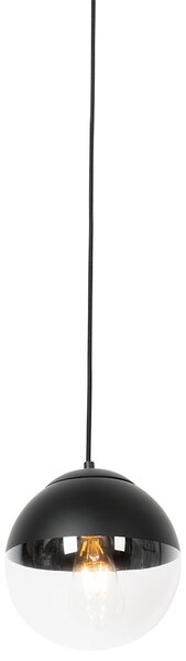 Retro viseča svetilka črna s prozornim steklom 20 cm - Eclipse