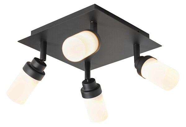 Moderni kopalniški reflektor črne barve s 4 lučmi IP44 - Japie