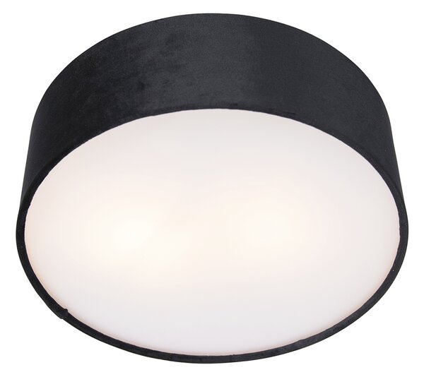 Sodobna stropna svetilka črna 30 cm z zlatim notranjim delom - Drum