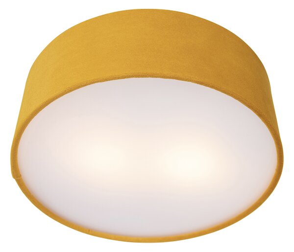 Sodobna stropna svetilka rumena z zlatim notranjim delom 30 cm - Drum