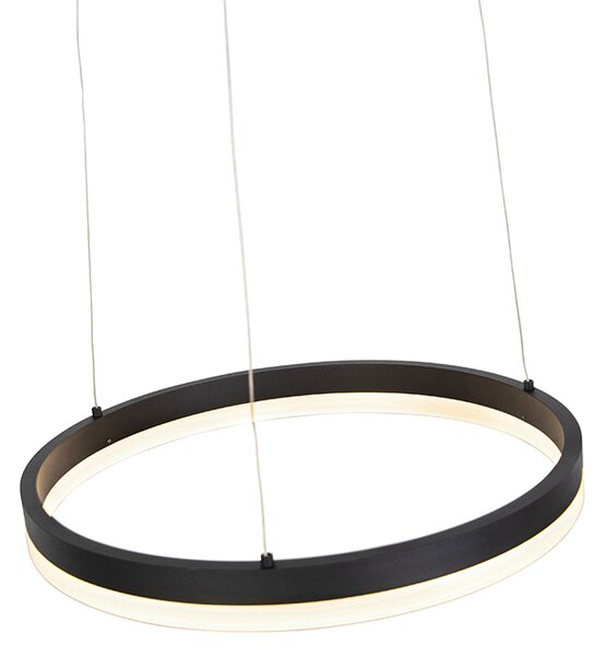 Dizajnerska viseča svetilka črna 40 cm vključno z LED 3-stopenjsko zatemnitev - Anello