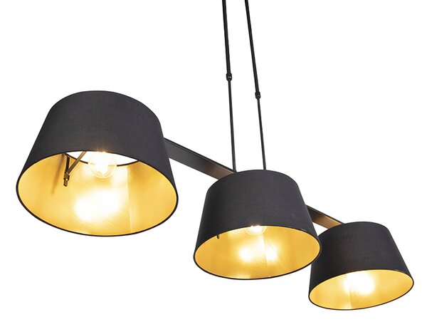 Visilna svetilka s črnimi in zlatimi bombažnimi senčili 32 cm - Combi 3 Deluxe