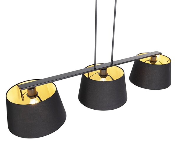 Visilna svetilka s črnimi in zlatimi bombažnimi senčili 32 cm - Combi 3 Deluxe