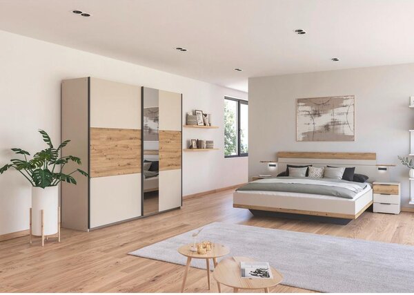 Premium Living Postelja Ellmau, Barva Hrasta, Barva Šampanjca, 160x200