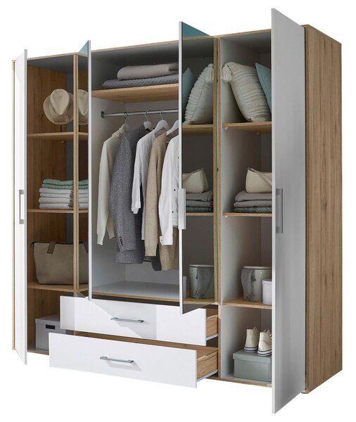 Modern Living Omara S Klasičnimi Vrati Lembo, Bela, Barva Hrasta