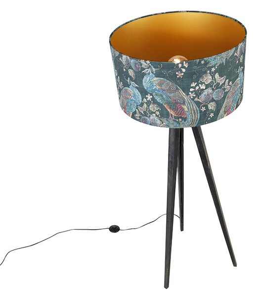 Stoječa svetilka s tripodom črna z odtenkom pav 50 cm - Tripod Classic