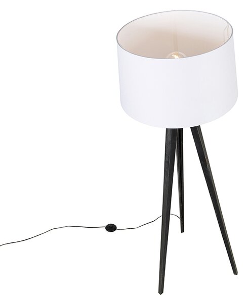 Trikotnik črne barve z laneno senčilo bele barve 45 cm - Tripod Classic