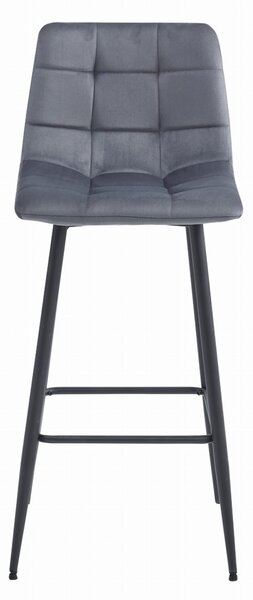 Barski stol ARCETO VELVET s črnimi nogami, temno siva