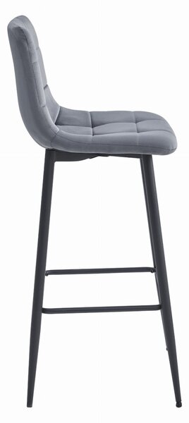 Barski stol ARCETO VELVET s črnimi nogami, temno siva