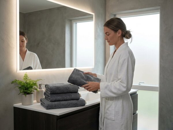 Brisača CLYR 50x100 cm temno siva, 100% bombaž