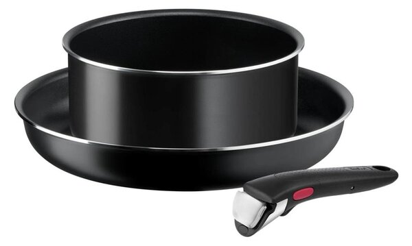 Tefal - Set kuhinjske posode 3 kos INGENIO EASY COOK & CLEAN BLACK