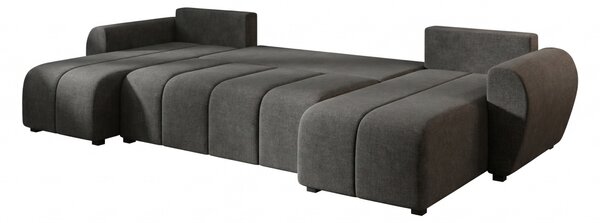 Temno siva raztegljiva sedežna garnitura v obliki U SEVIO, 311x145 cm, obojestranska + 2 blazini GRATIS
