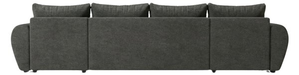 Temno siva raztegljiva sedežna garnitura v obliki U SEVIO, 311x145 cm, obojestranska + 2 blazini GRATIS