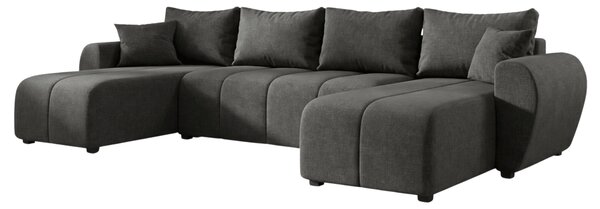 Temno siva raztegljiva sedežna garnitura v obliki U SEVIO, 311x145 cm, obojestranska + 2 blazini GRATIS