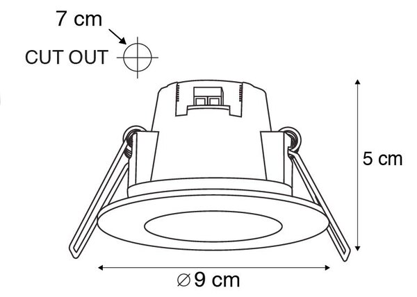 Set 3 vgradnih reflektorjev za kopalnico okroglih LED 5W belih vodotesnih - Blanca