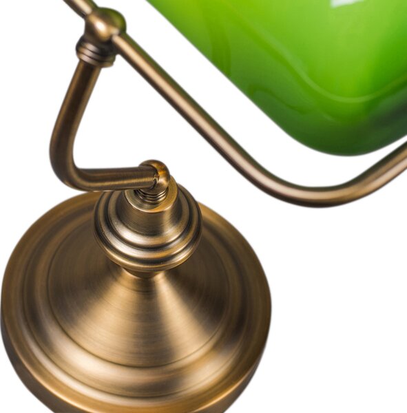 Pametna klasična namizna svetilka bronasta z zelenim steklom, vključno z Wifi A60 - Banker
